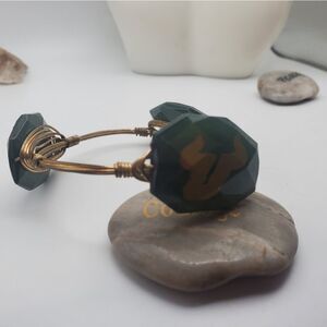 Taurus emerald green stone wire wrapped bracelet boutique